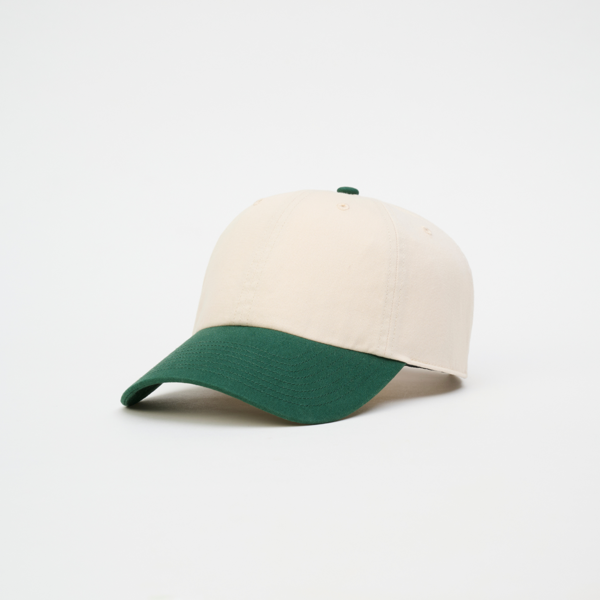 ストーンウォッシュ ツートーン キャップ アイボリー×グリーン