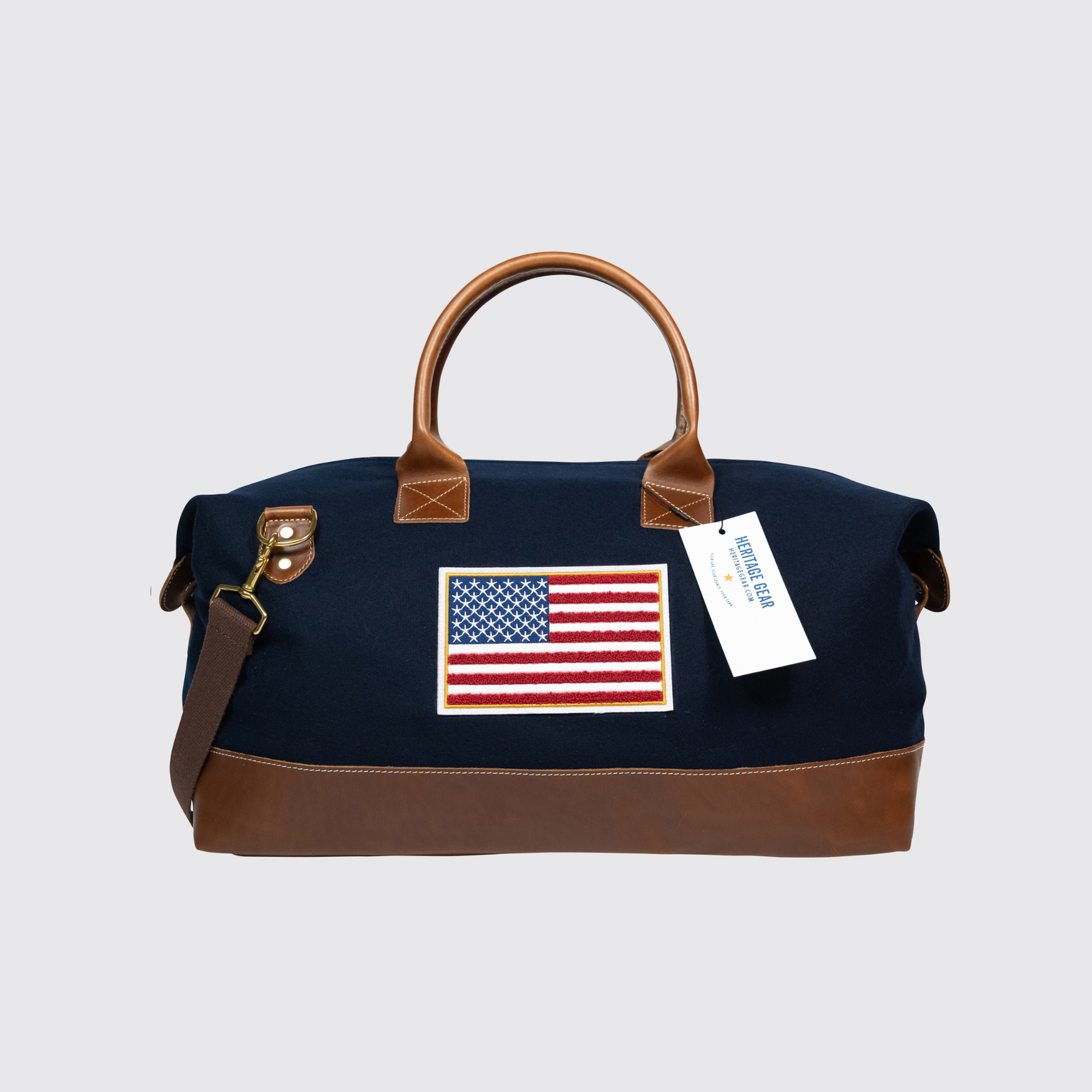 Heritage Gear USフラッグ ウィークエンダー ダッフルバッグ ネイビー
