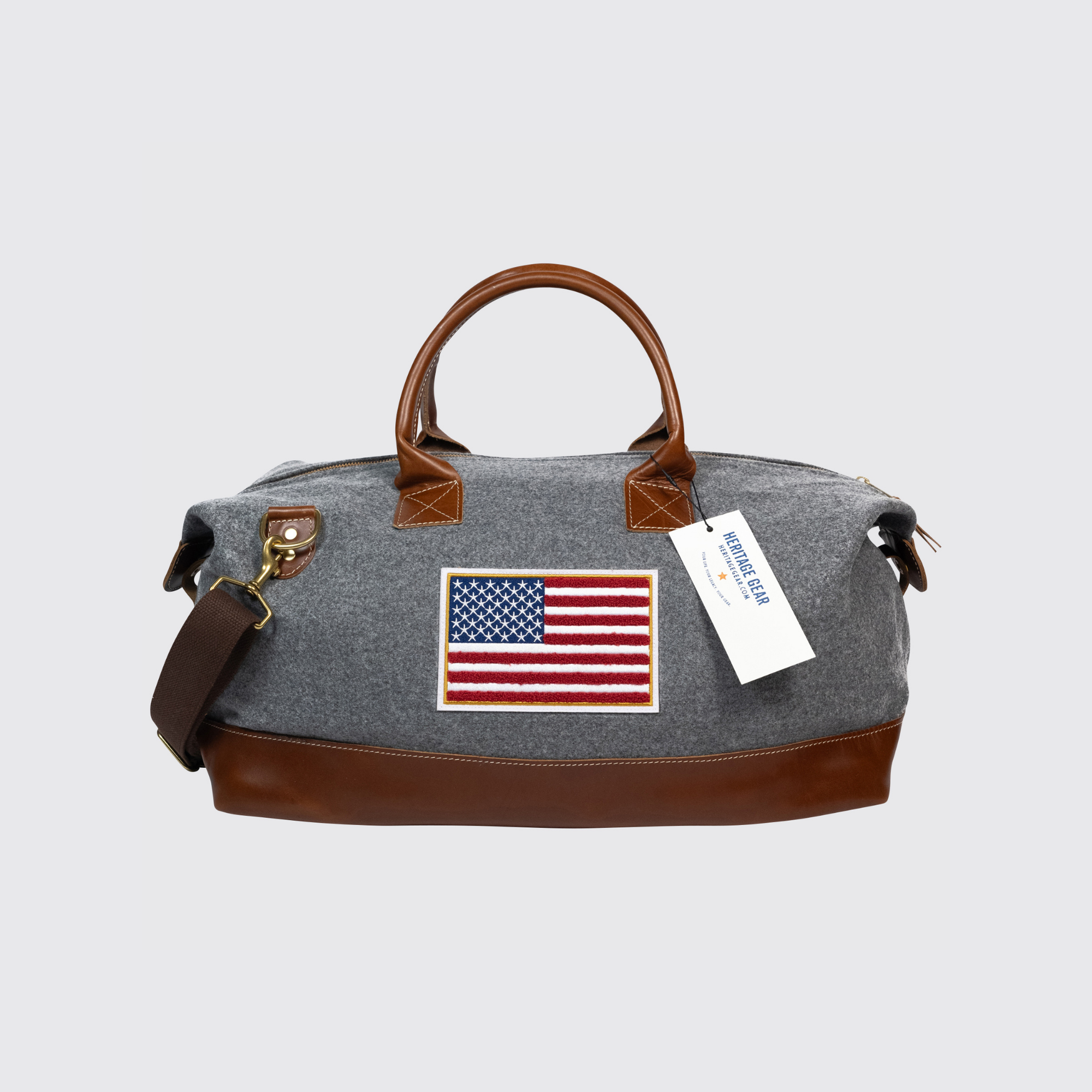 Heritage Gear USフラッグ ウィークエンダー ダッフルバッグ グレー
