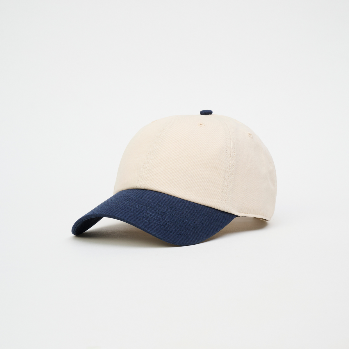 ストーンウォッシュ ツートーン キャップ アイボリー×ネイビー